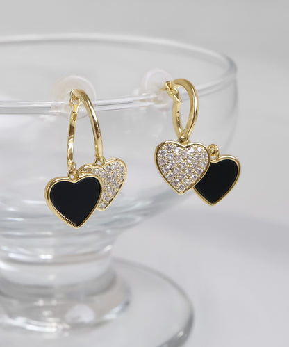 【今週末限定価格】blackdia ocean ダブルハート ジルコニアピアス