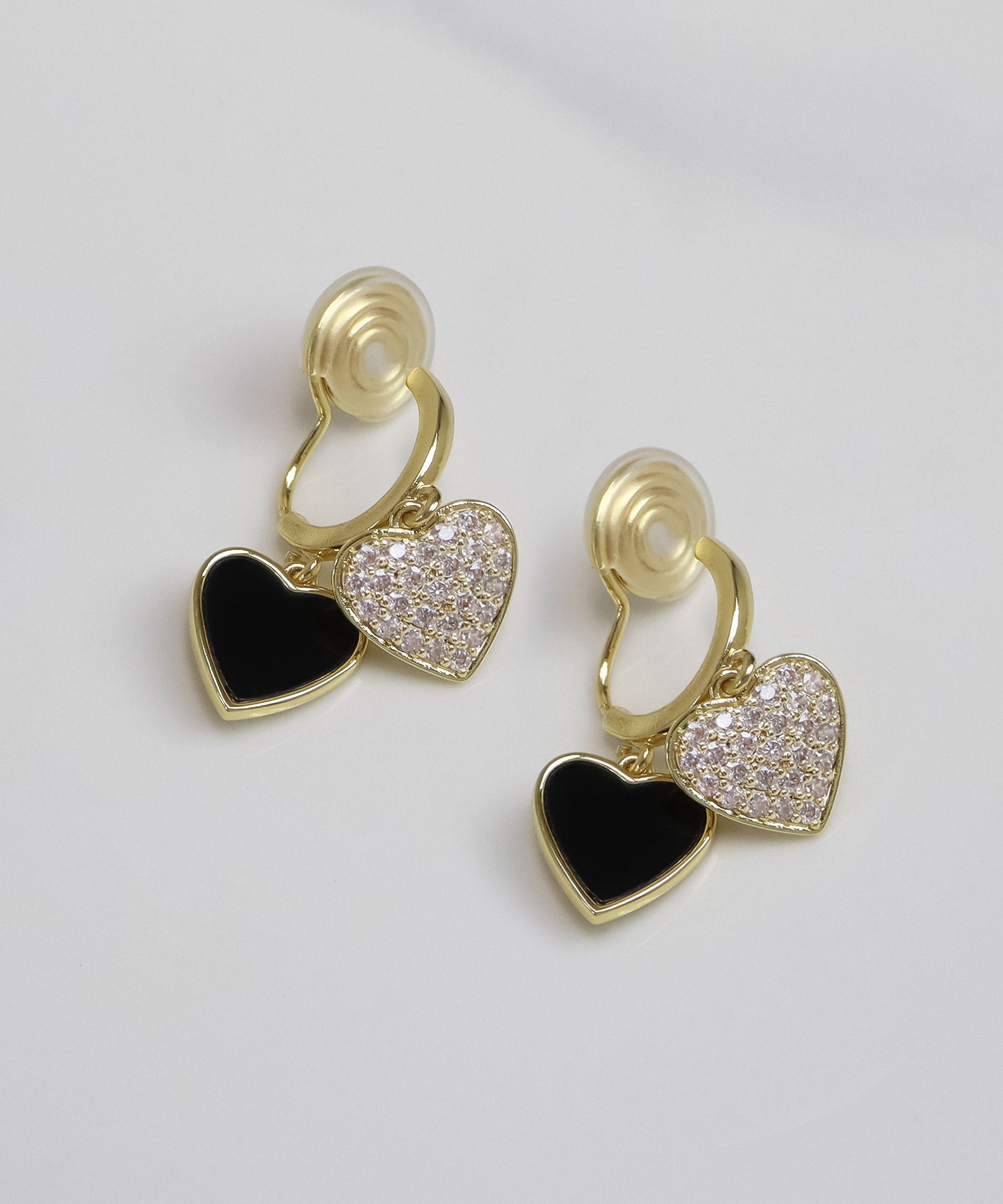 GW特別価格】blackdia ocean ダブルハート ジルコニアピアス/イヤリング