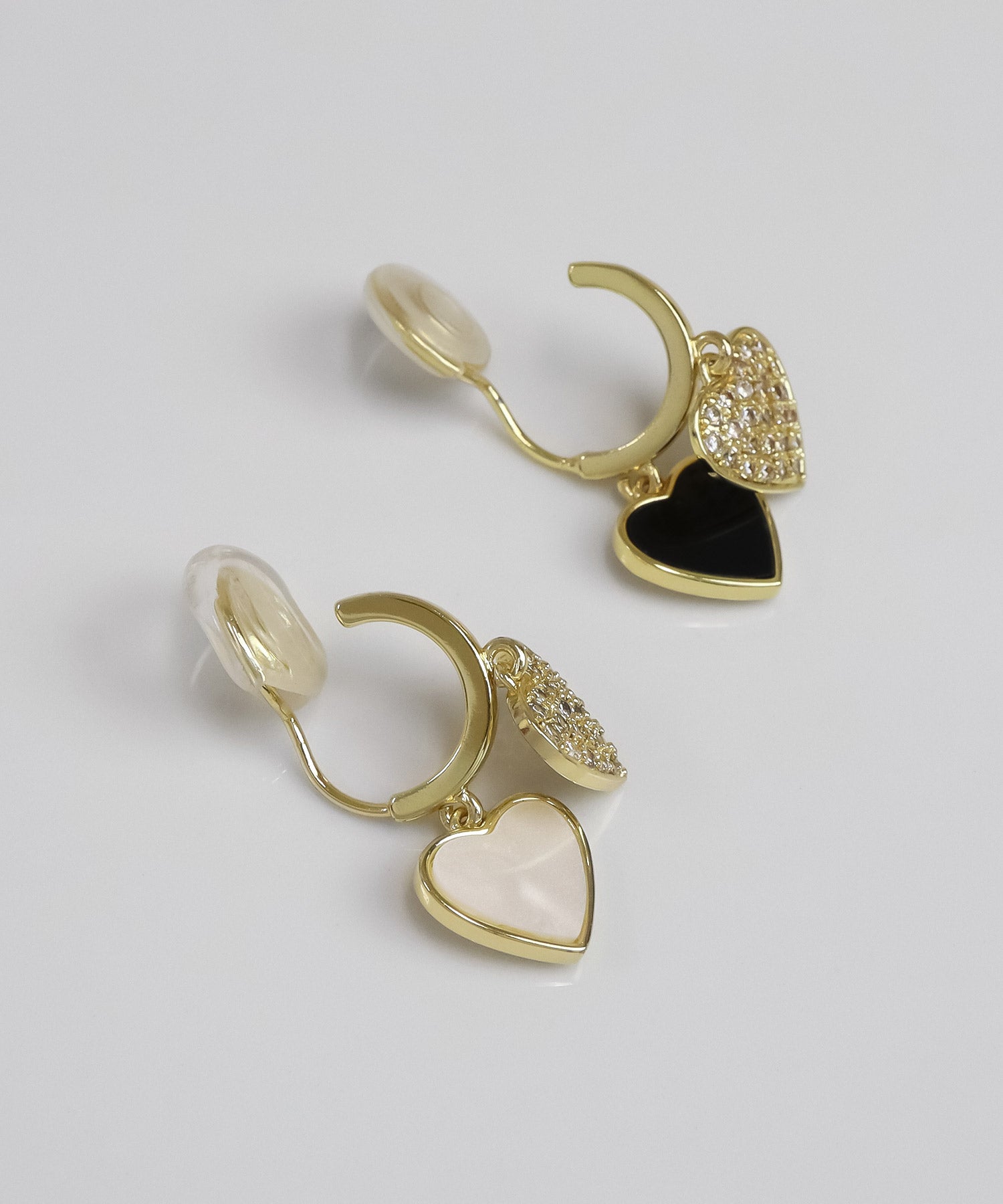 blackdia ocean ダブルハート ジルコニアピアス/イヤリング