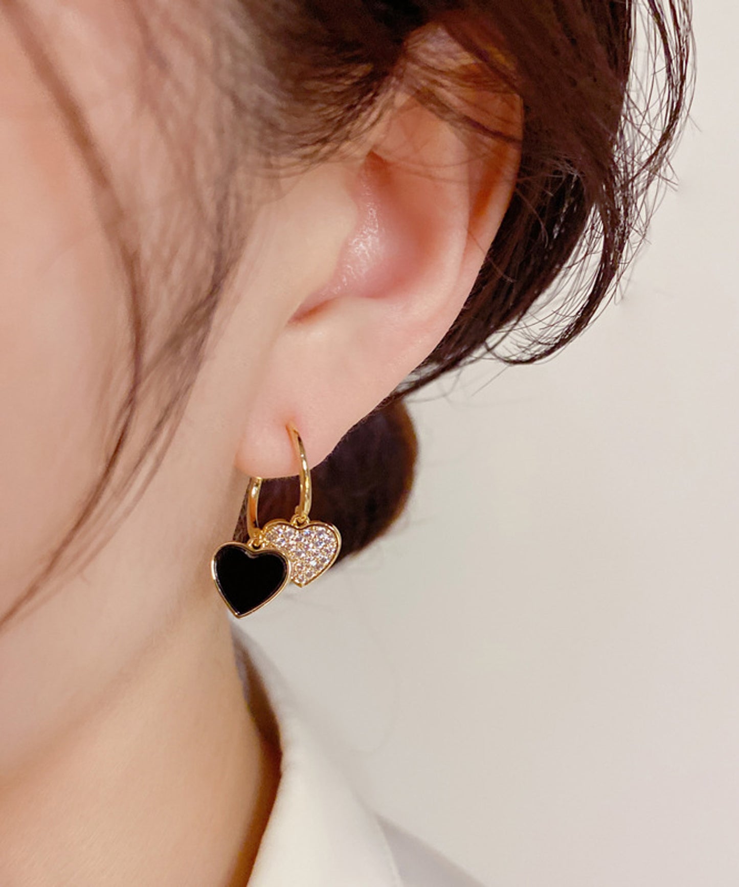 blackdia ocean ダブルハート ジルコニアピアス