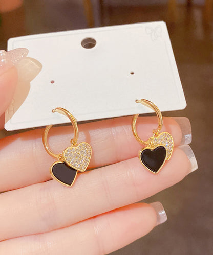 blackdia ocean ダブルハート ジルコニアピアス