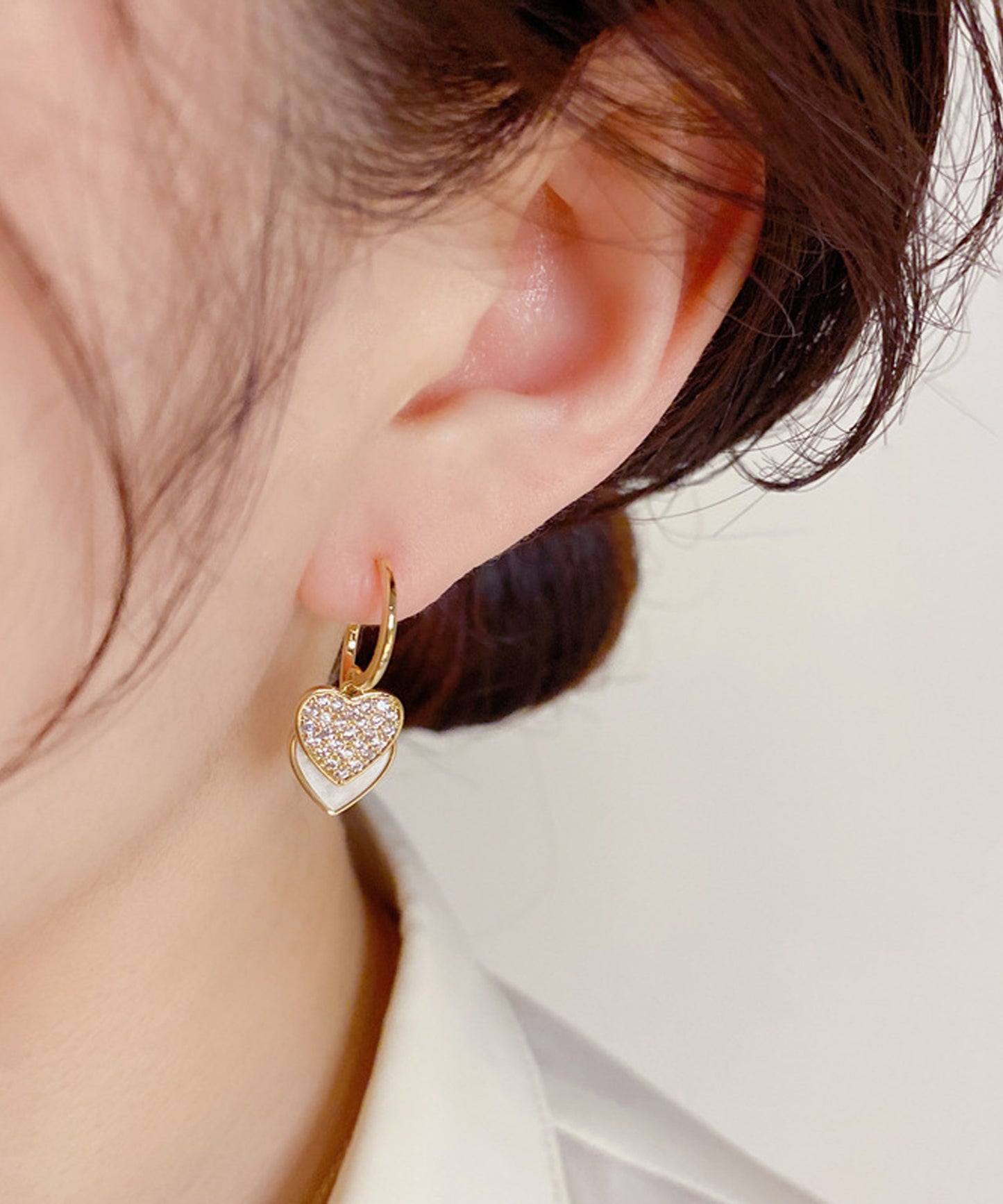 blackdia ocean ダブルハート ジルコニアピアス