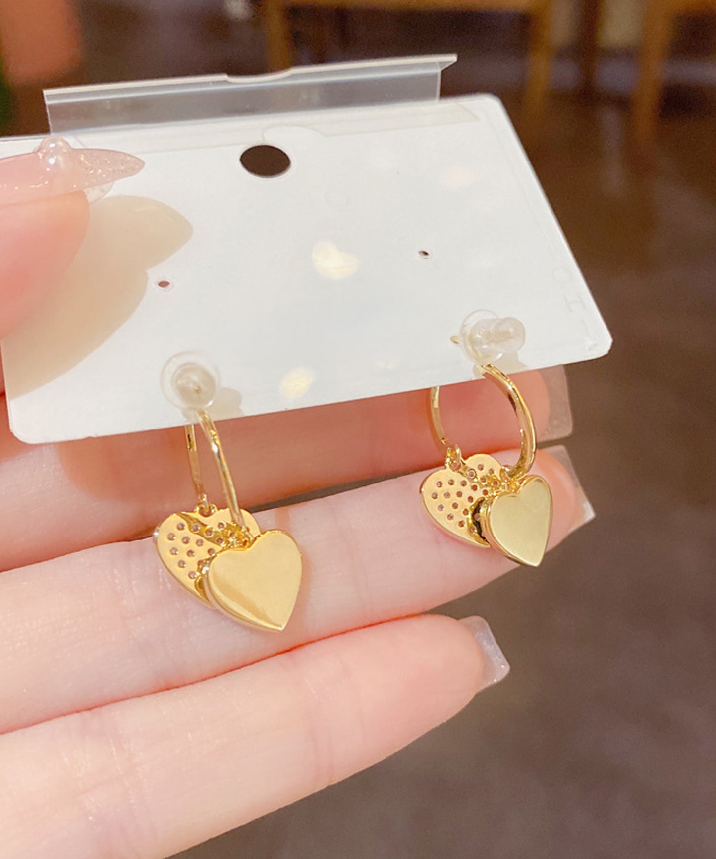 blackdia ocean ダブルハート ジルコニアピアス