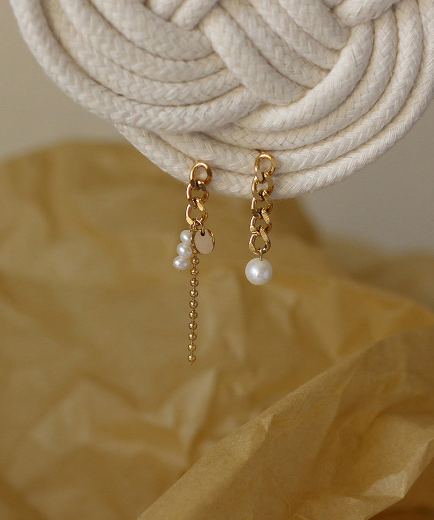 blackdia ocean アシンメトリーパールチェーンピアス