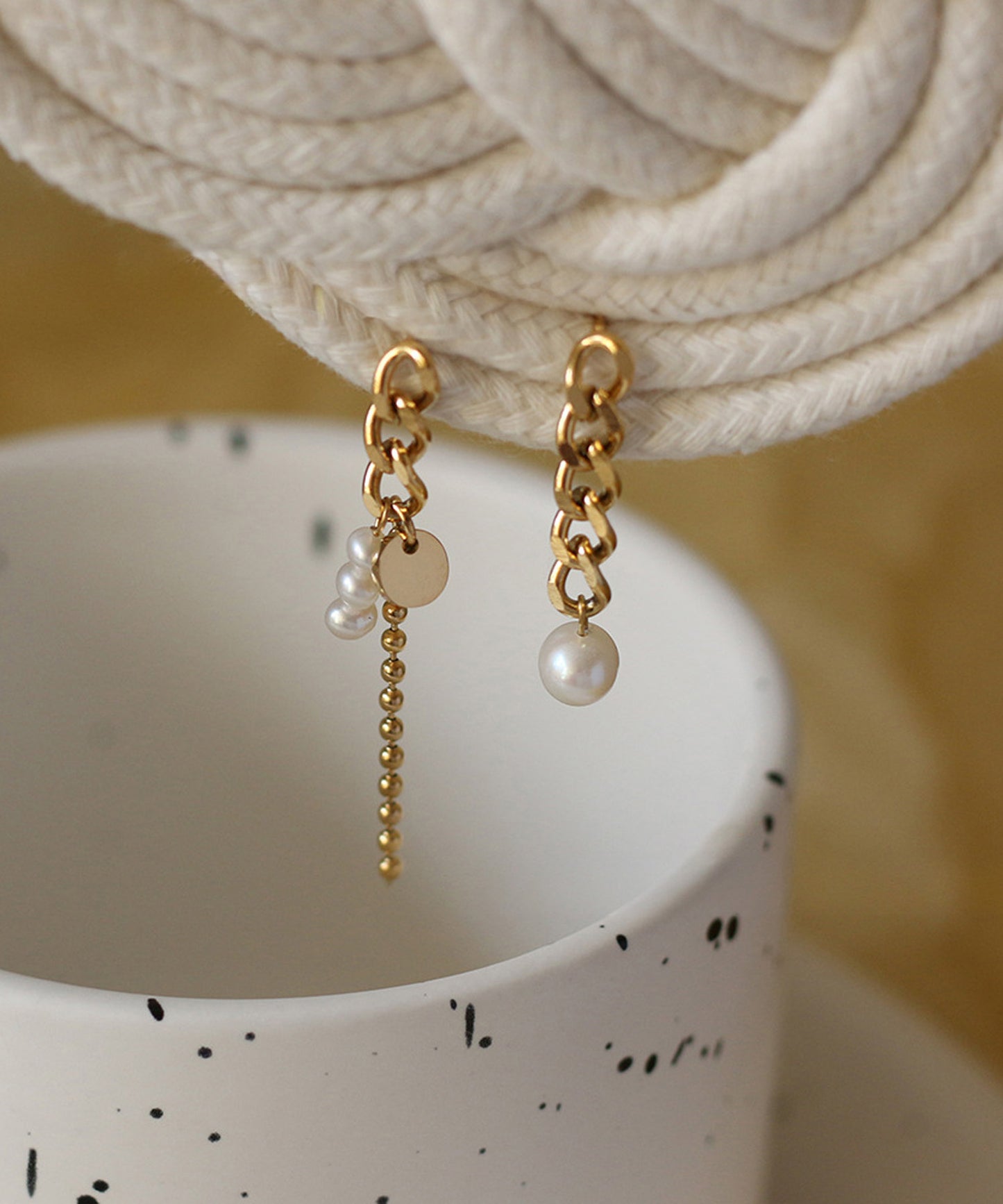 blackdia ocean アシンメトリーパールチェーンピアス