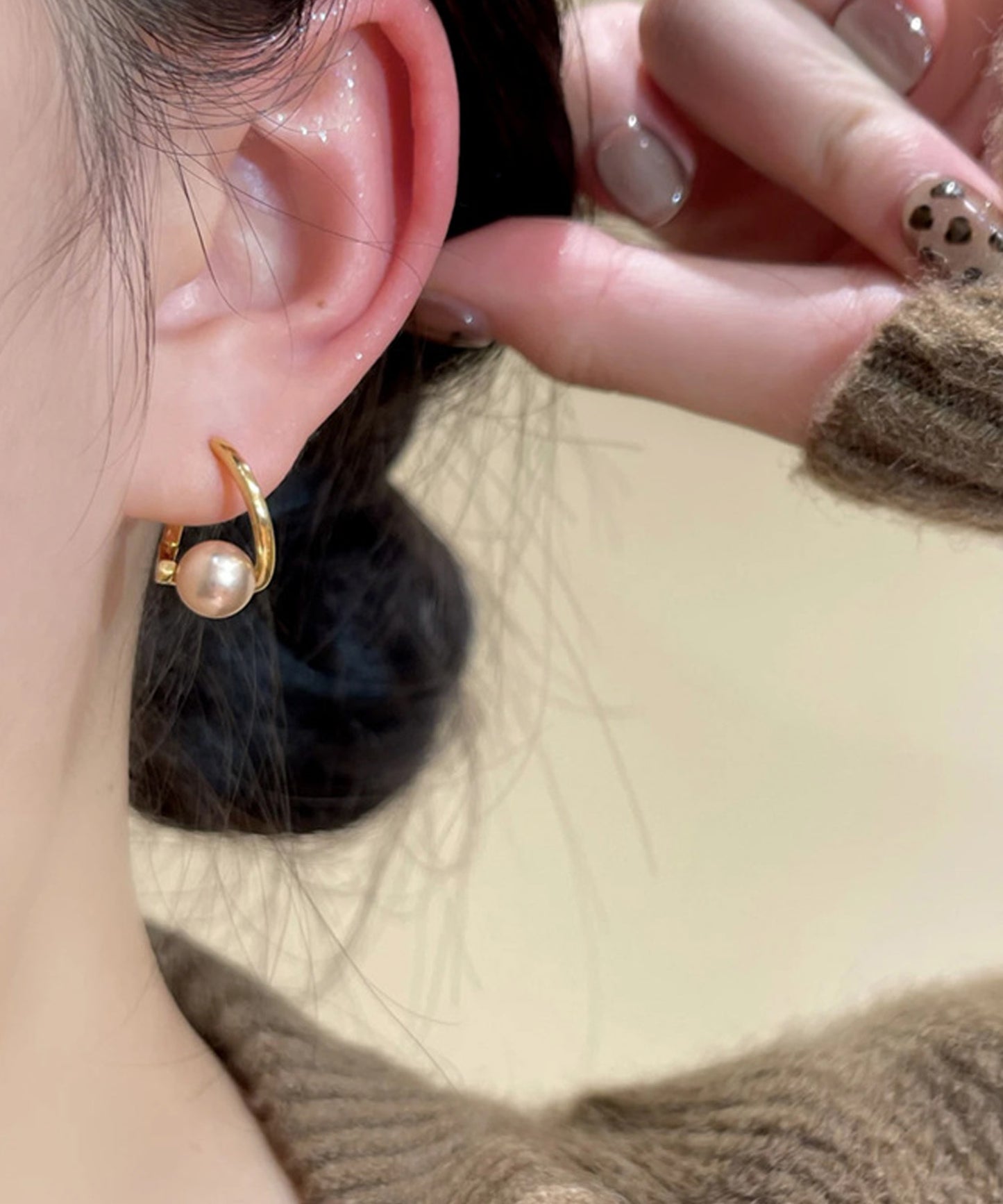 blackdia ocean シャンパンパールフープピアス