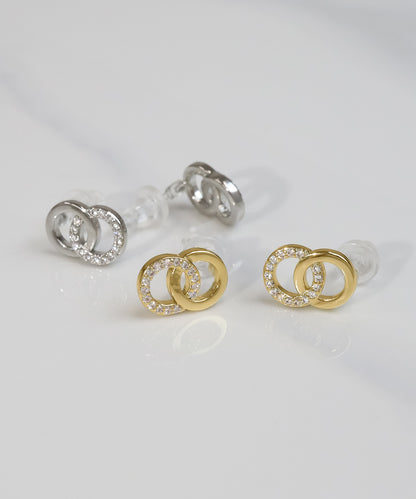 blackdia ocean ジルコニアダブルリングピアス/イヤリング