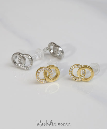 blackdia ocean ジルコニアダブルリングピアス/イヤリング