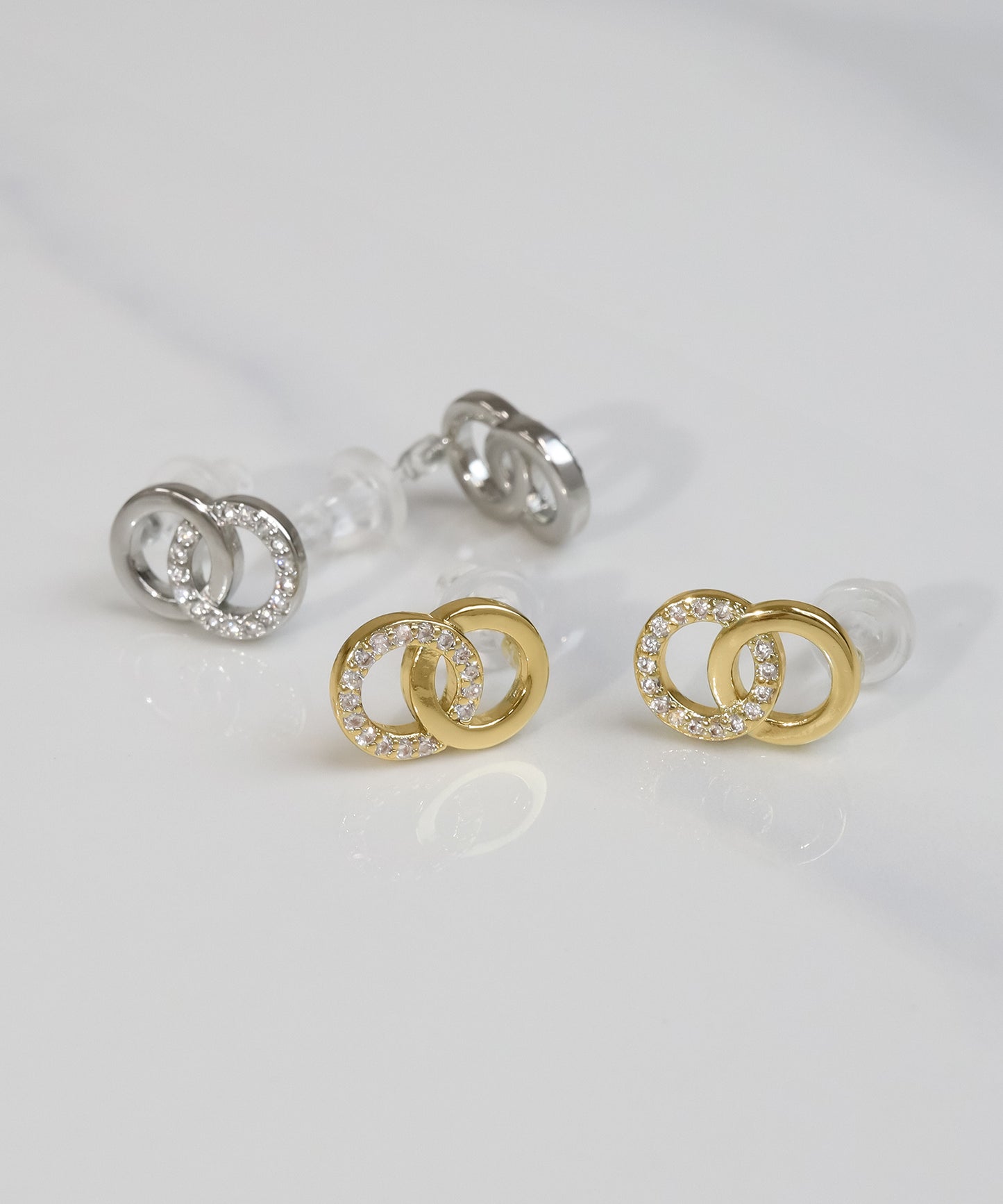 blackdia ocean ジルコニアダブルリングピアス/イヤリング