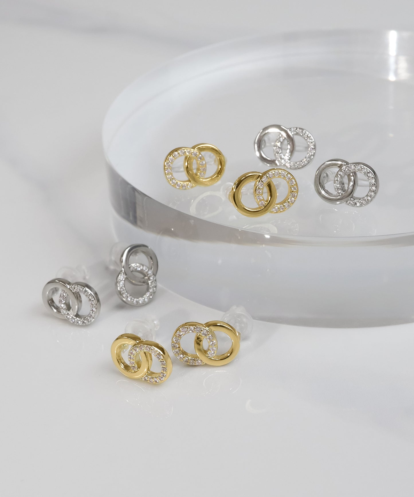 blackdia ocean ジルコニアダブルリングピアス/イヤリング