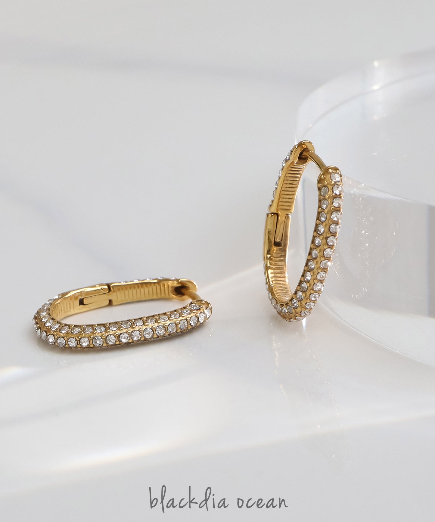 blackdia ocean ストーンオーバルフープピアス