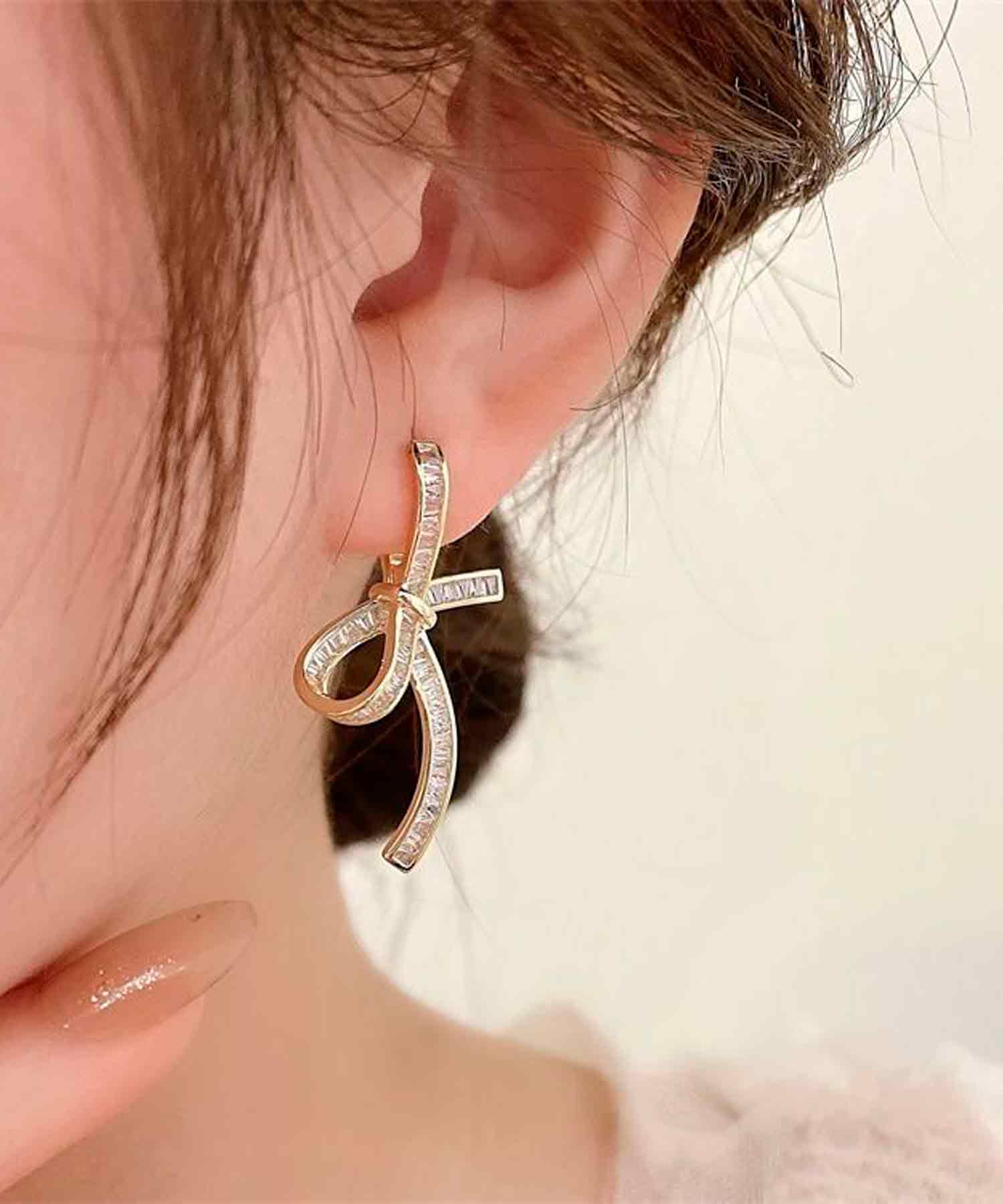blackdia ocean ジルコニアリボンピアス