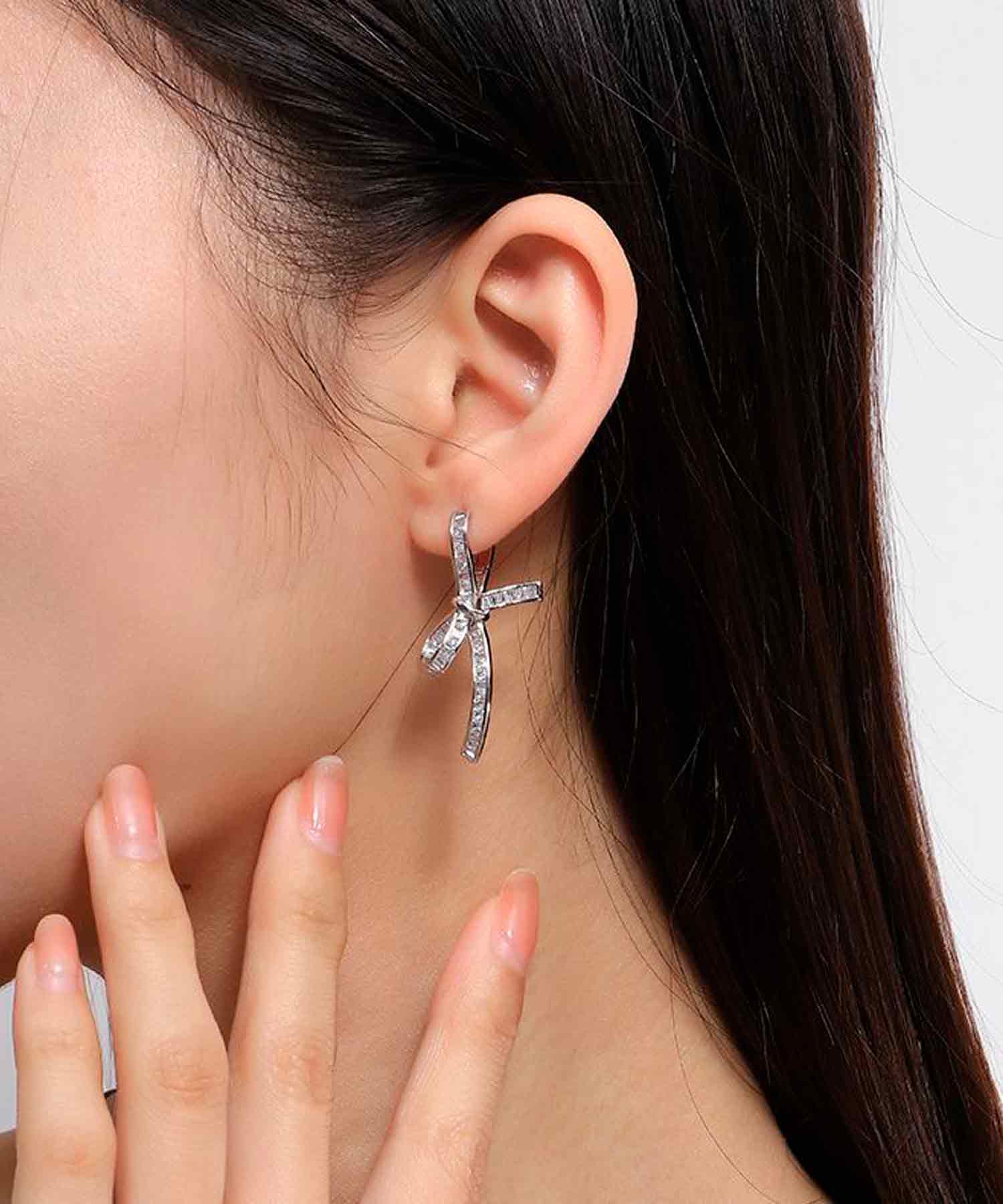 blackdia ocean リボンジルコニアピアス