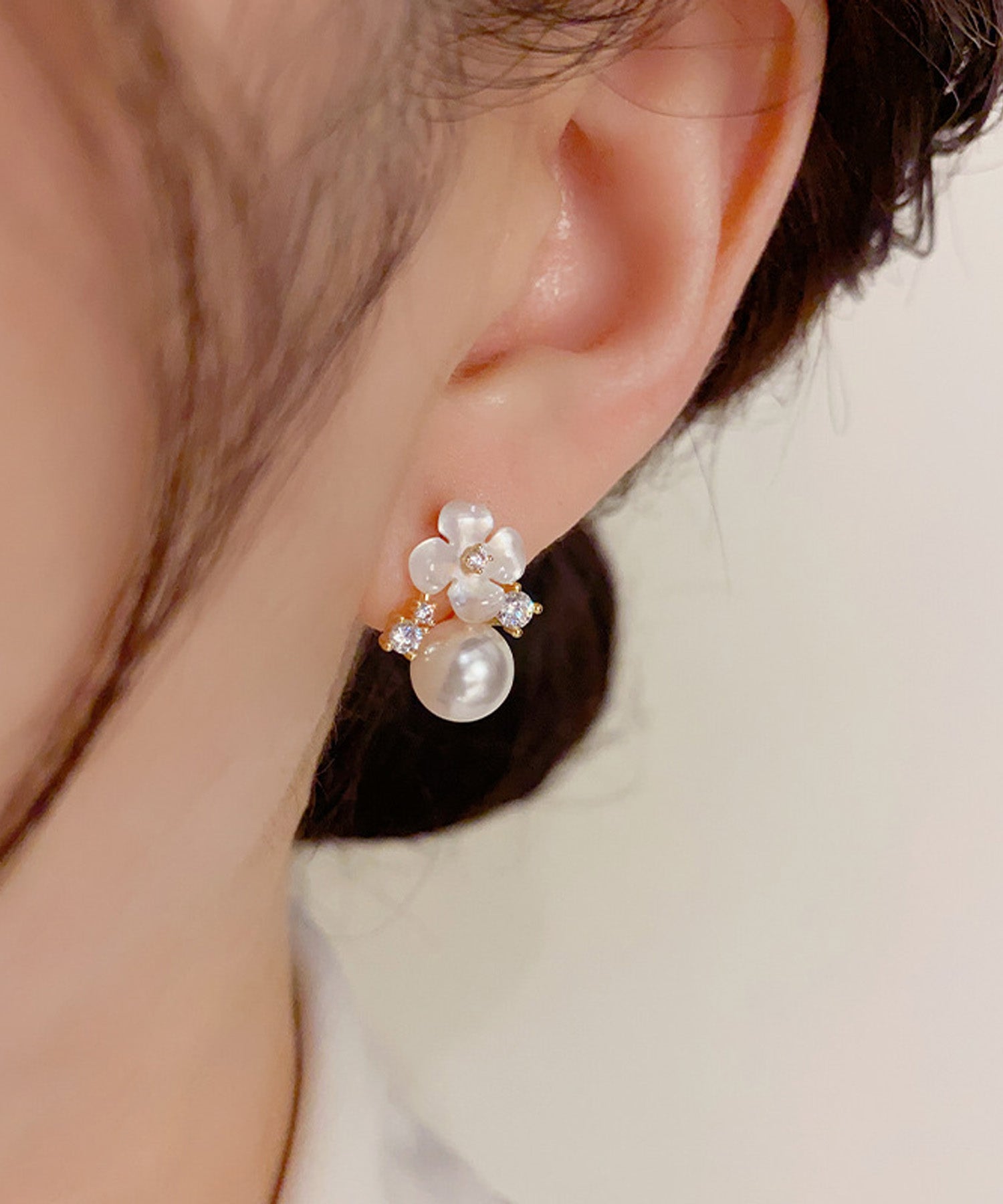 blackdia ocean パール ホワイト フラワー ピアス
