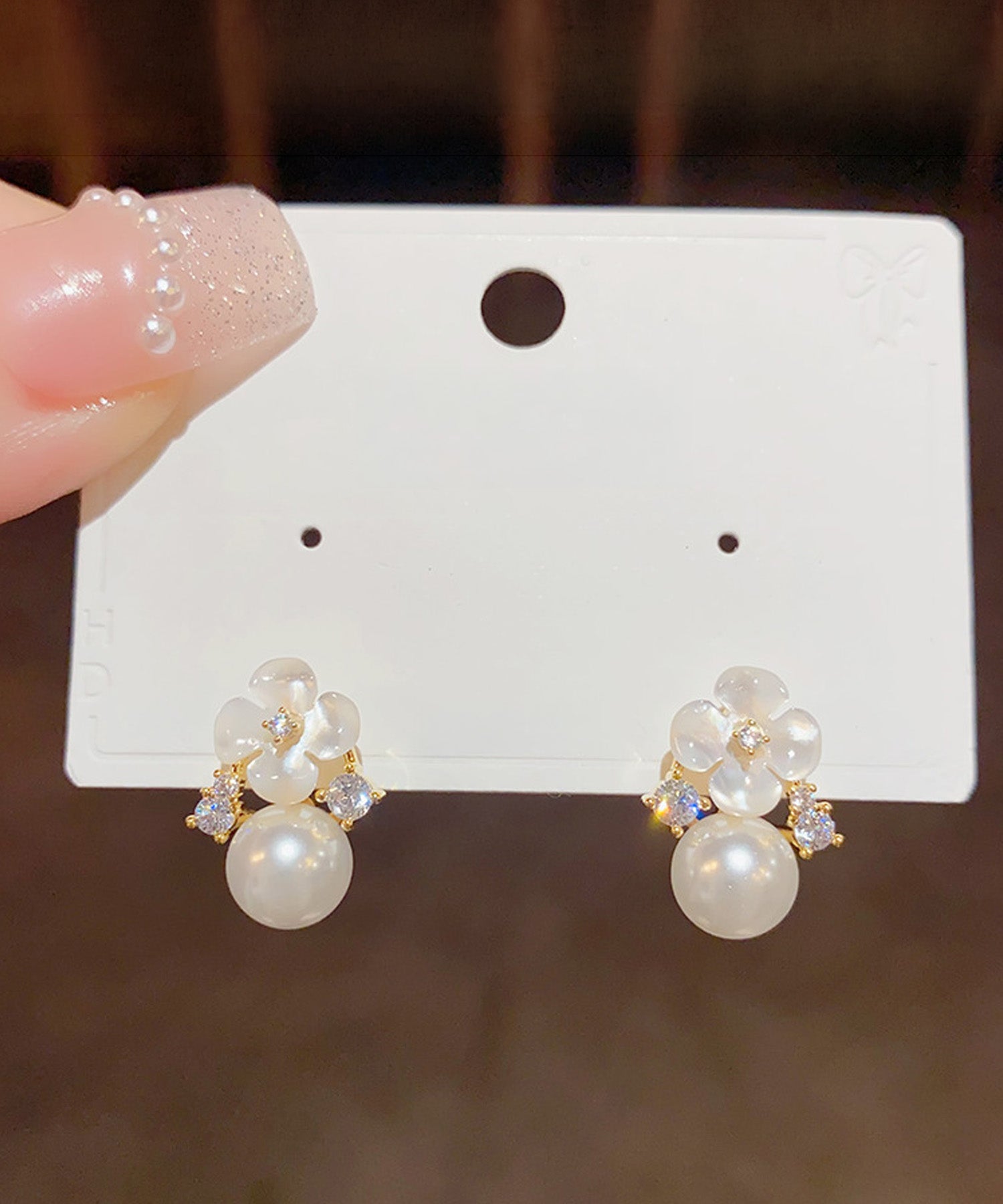 blackdia ocean パール ホワイト フラワー ピアス