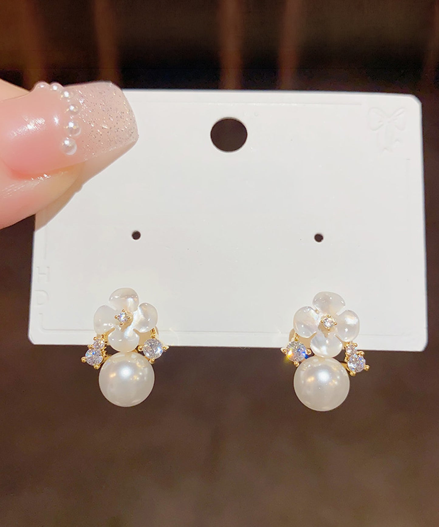 blackdia ocean パール ホワイト フラワー ピアス