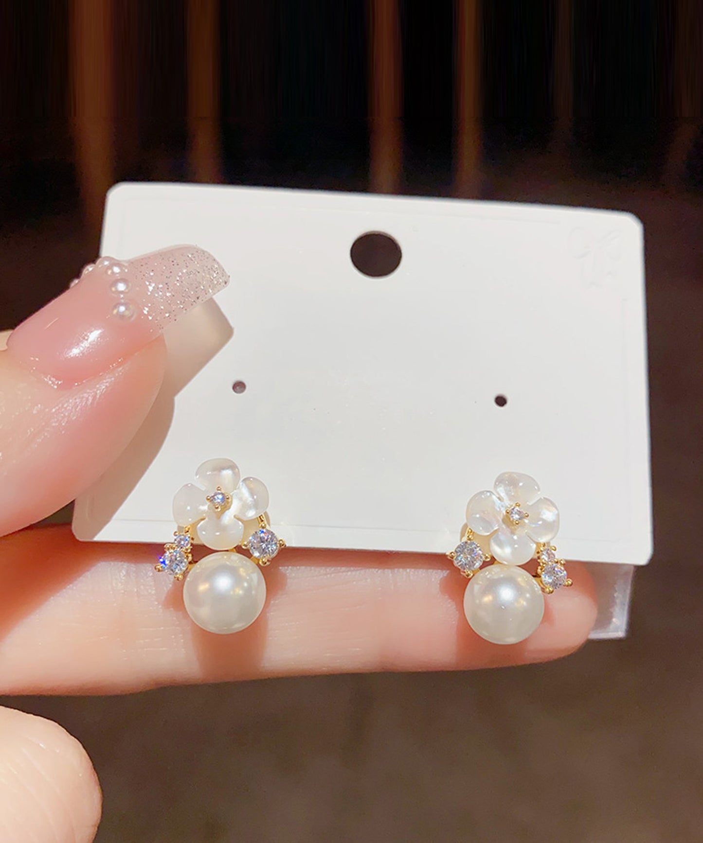 blackdia ocean パール ホワイト フラワー ピアス