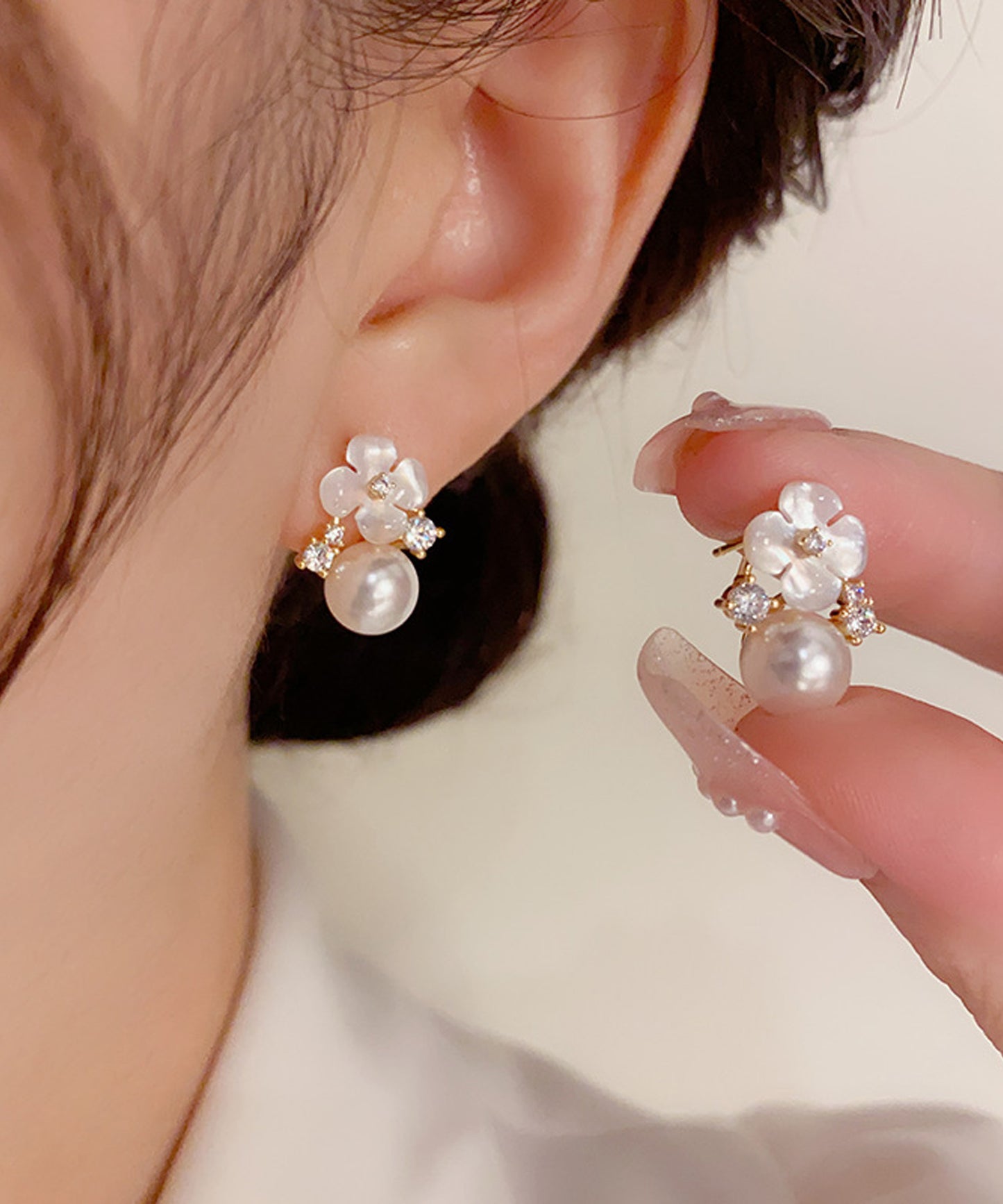 blackdia ocean パール ホワイト フラワー ピアス