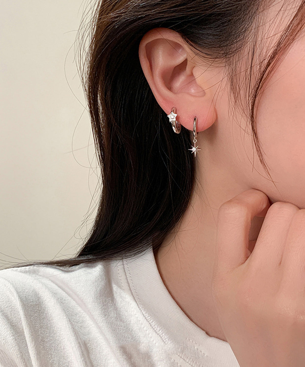 blackdia ocean アシンメトリー スターフープピアス