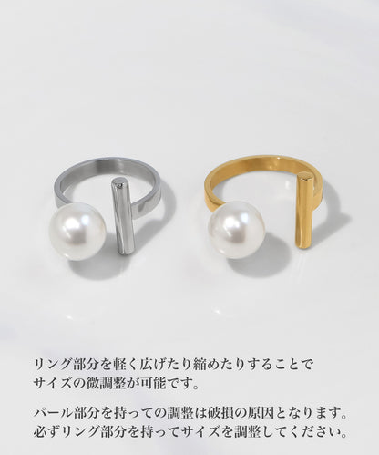 blackdia ocean メタルバー パール オープンリング