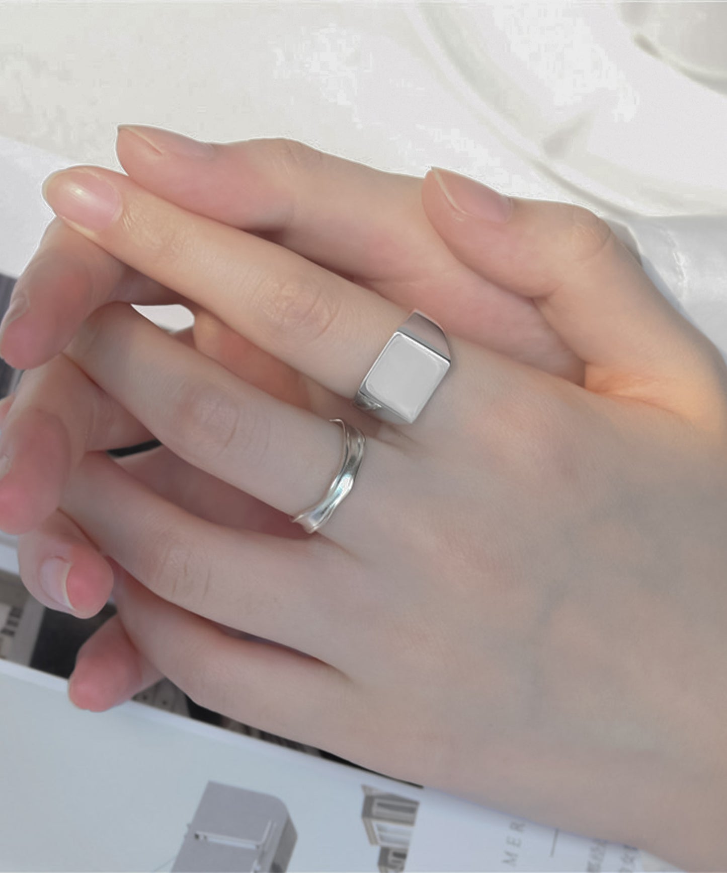 blackdia ocean 印台オープンリング silver925