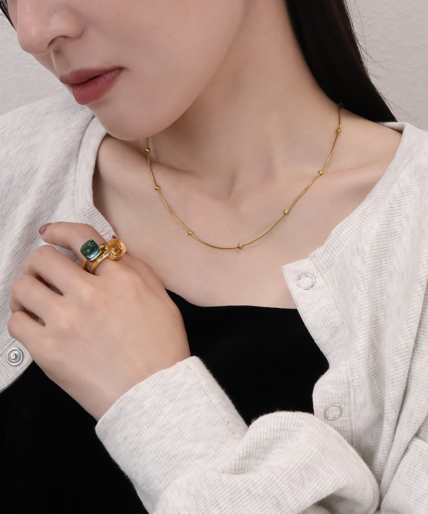 blackdia ocean ポイントボール スネークチェーンネックレス
