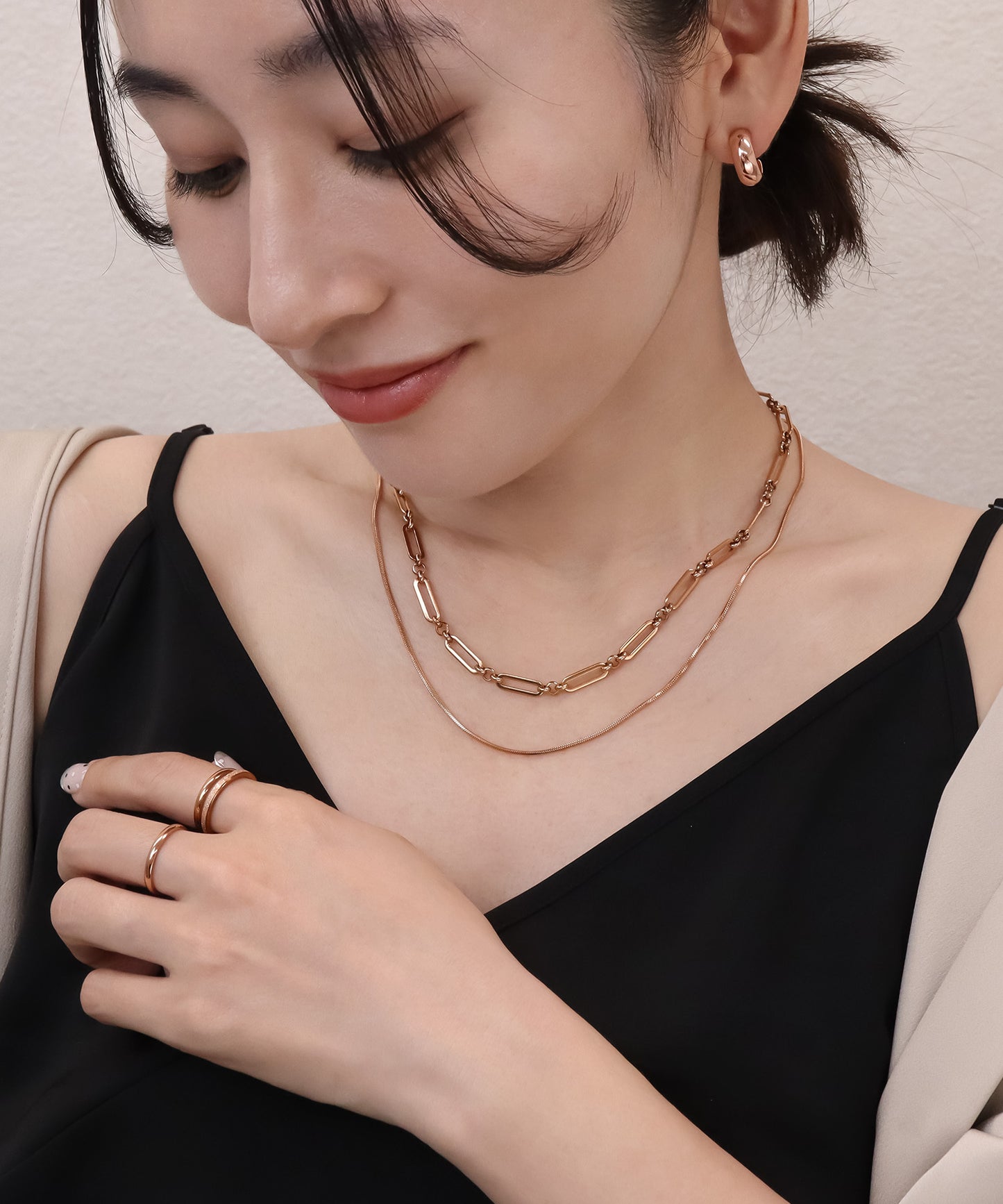 【サマーセール限定価格】blackdia ocean グリッターシンプル3点リング