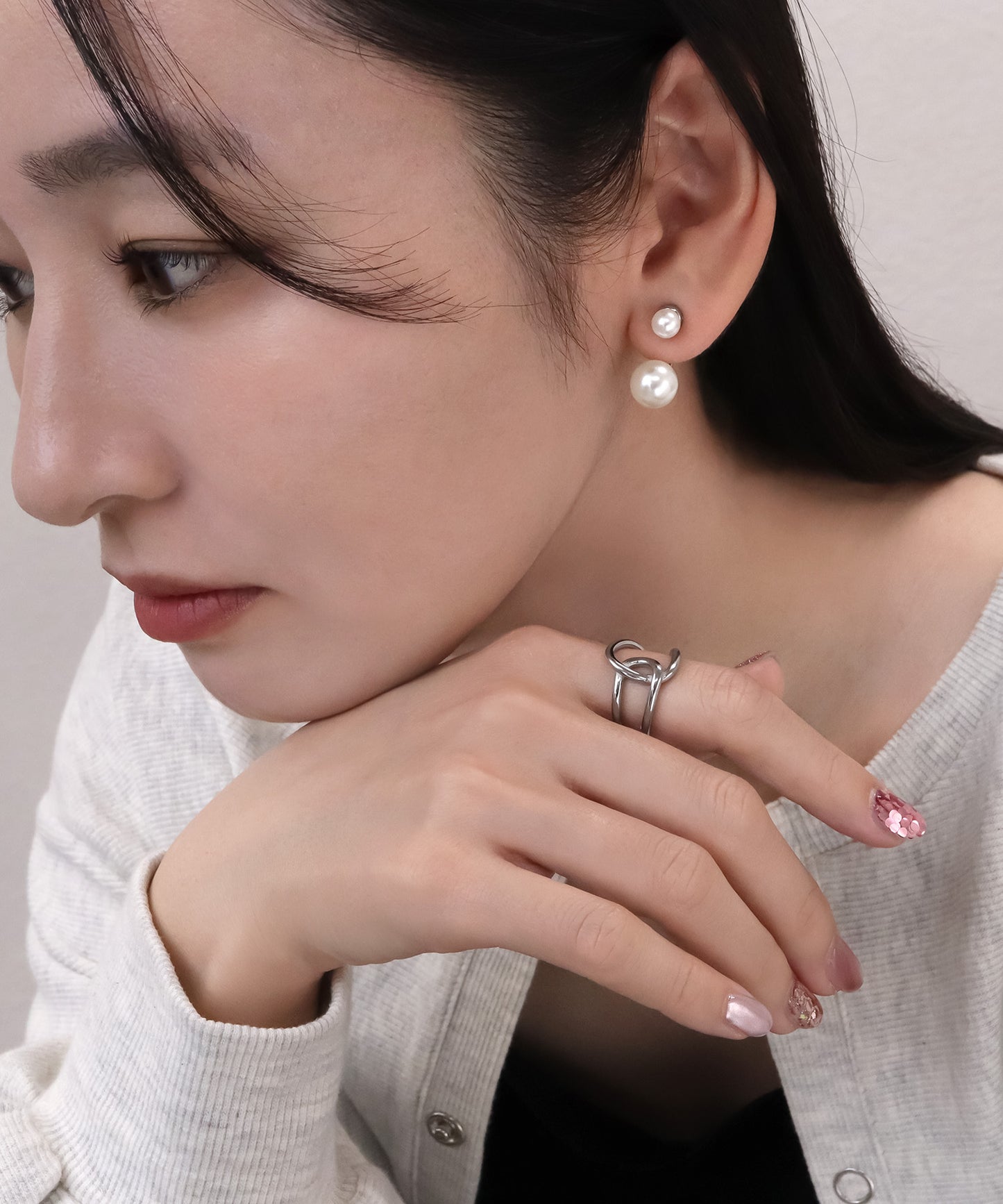 blackdia ocean ダブルパールキャッチ イヤリング