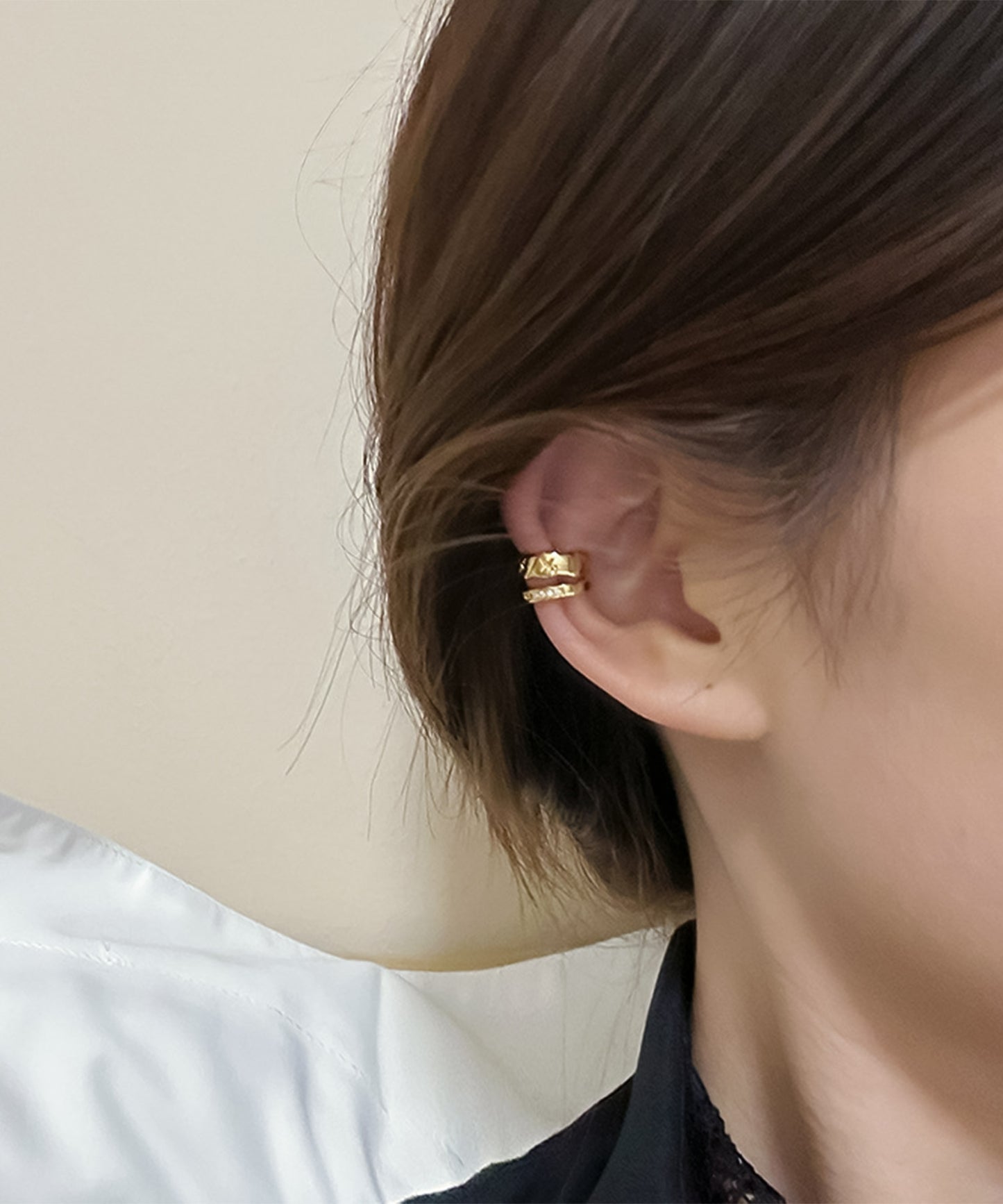 blackdia ocean キルティング&ジルコニア イヤーカフ 片耳