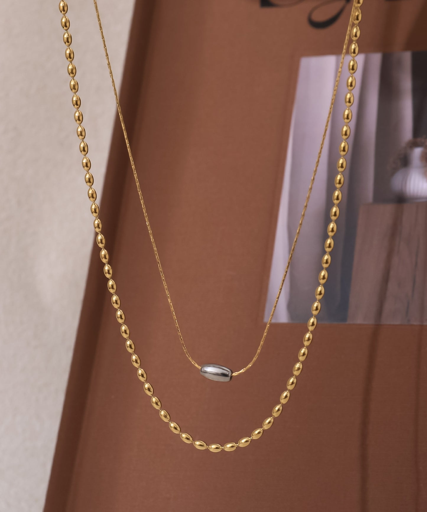 blackdia ocean バイカラー ダブルチェーンネックレス