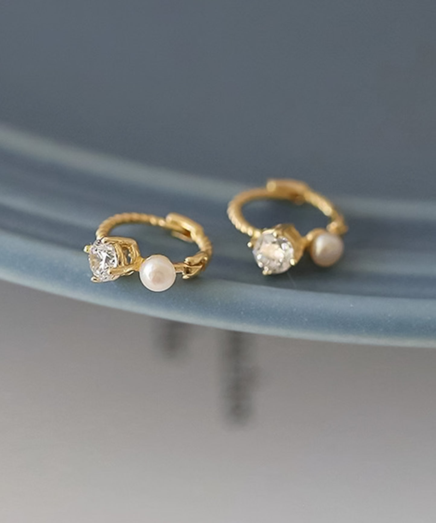 blackdia ocean パール&ジルコニア フープピアス