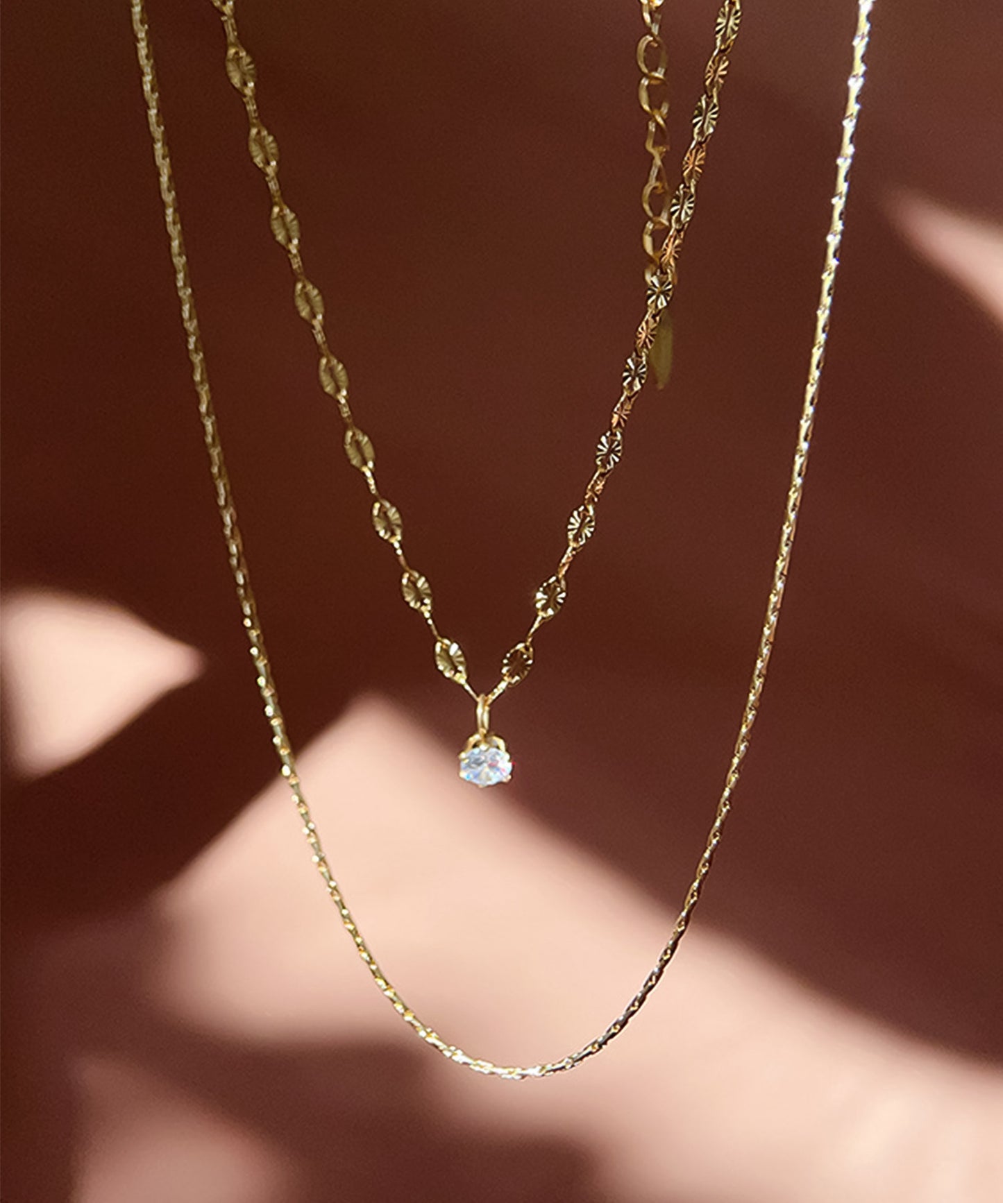 blackdia ocean ジルコニアダブルチェーンネックレス