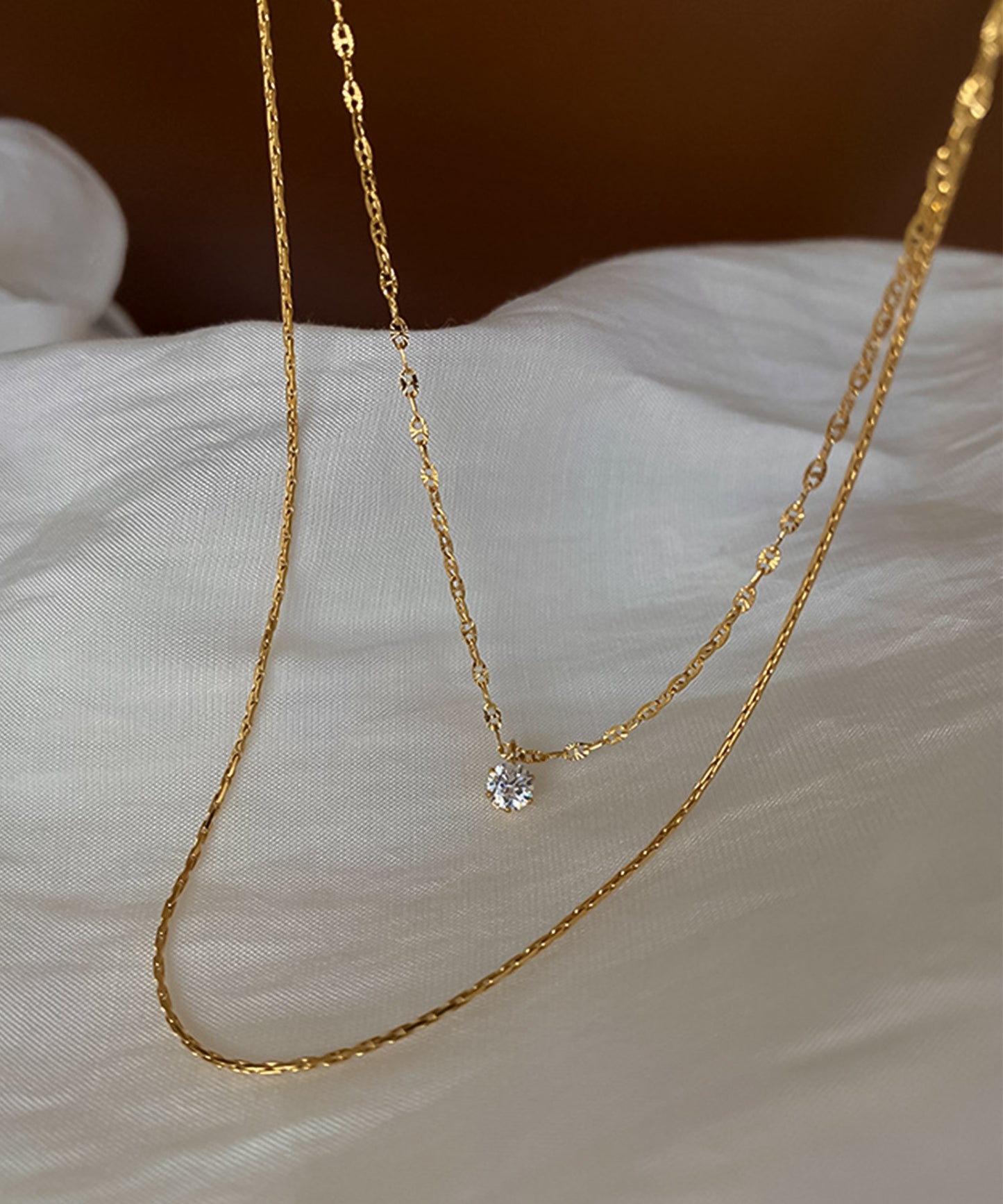 blackdia ocean ジルコニアダブルチェーンネックレス