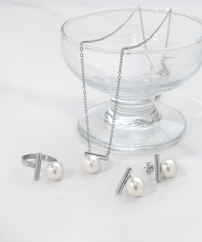 blackdia ocean メタルバー パール オープンリング