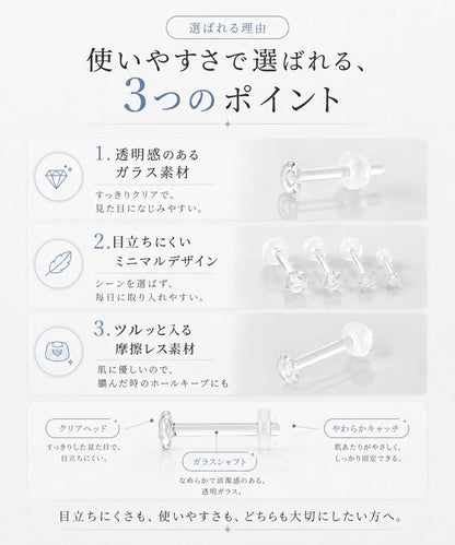 neima 透明 クリア ガラスピアス (片耳)