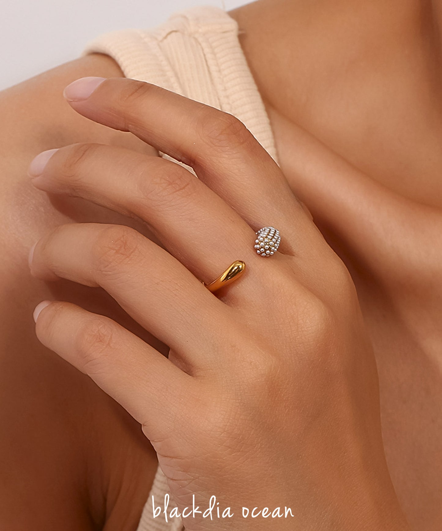 blackdia ocean ベビーパール オープンリング