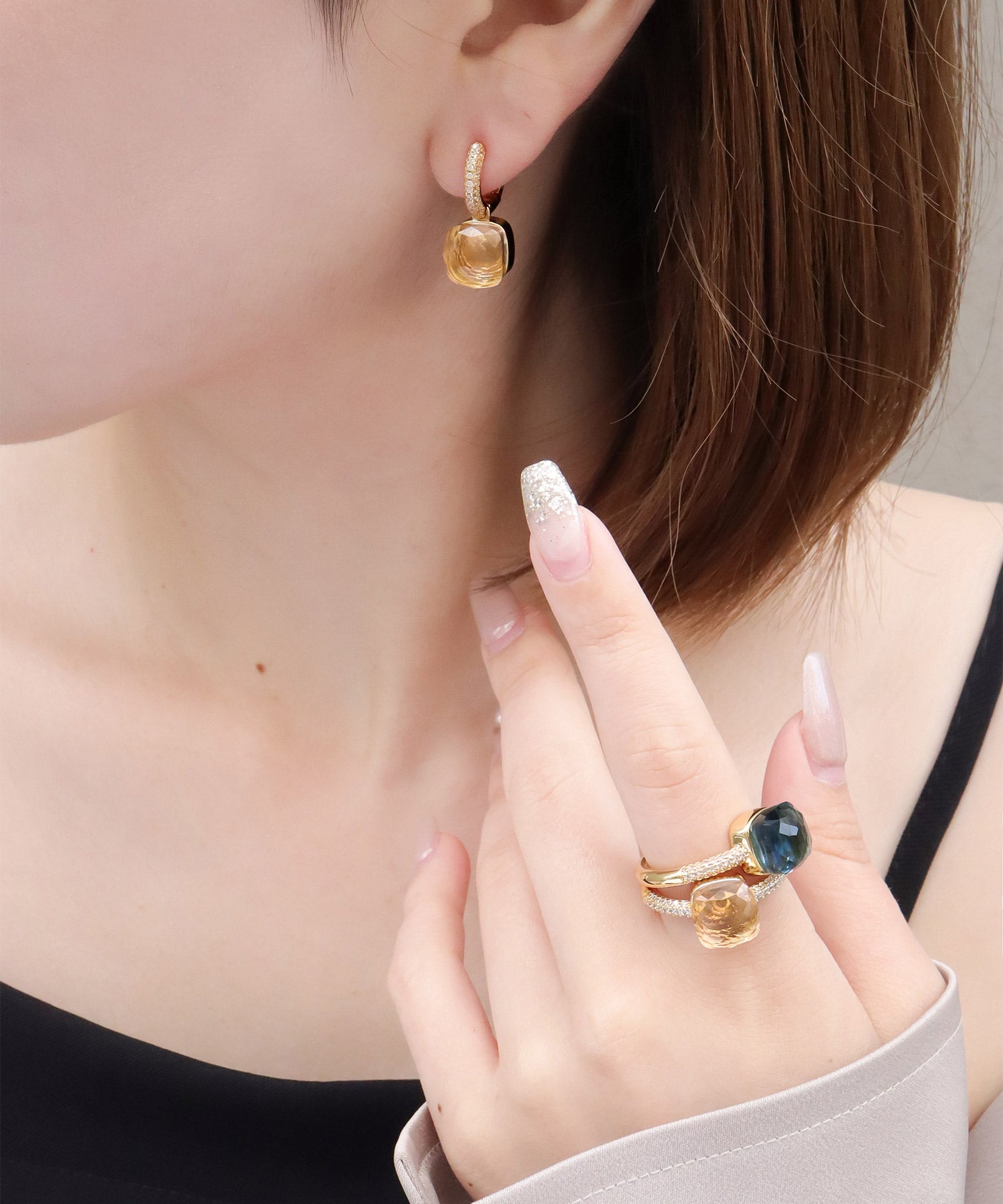 【SALE¥2,990→¥1,990】blackdia ocean ジルコニアクォーツピアス