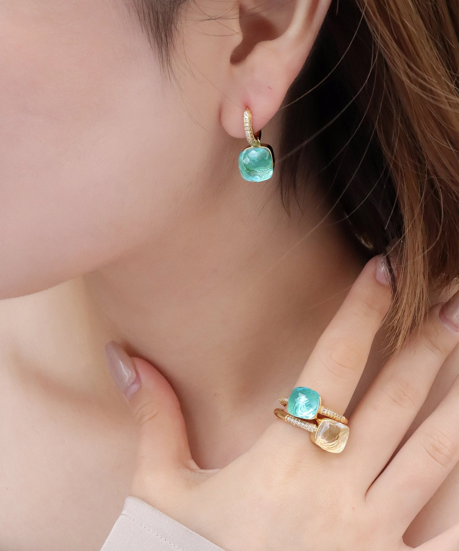 SALE¥2,990→¥1,990】blackdia ocean ジルコニアクォーツピアス