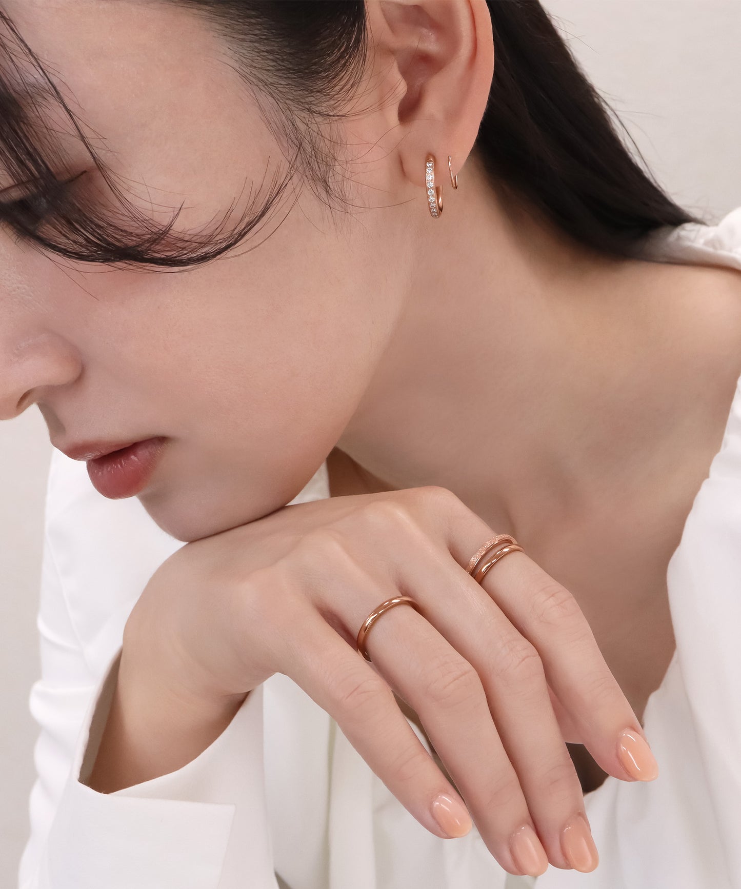 【今週末限定価格】blackdia ocean グリッターシンプル3点リング