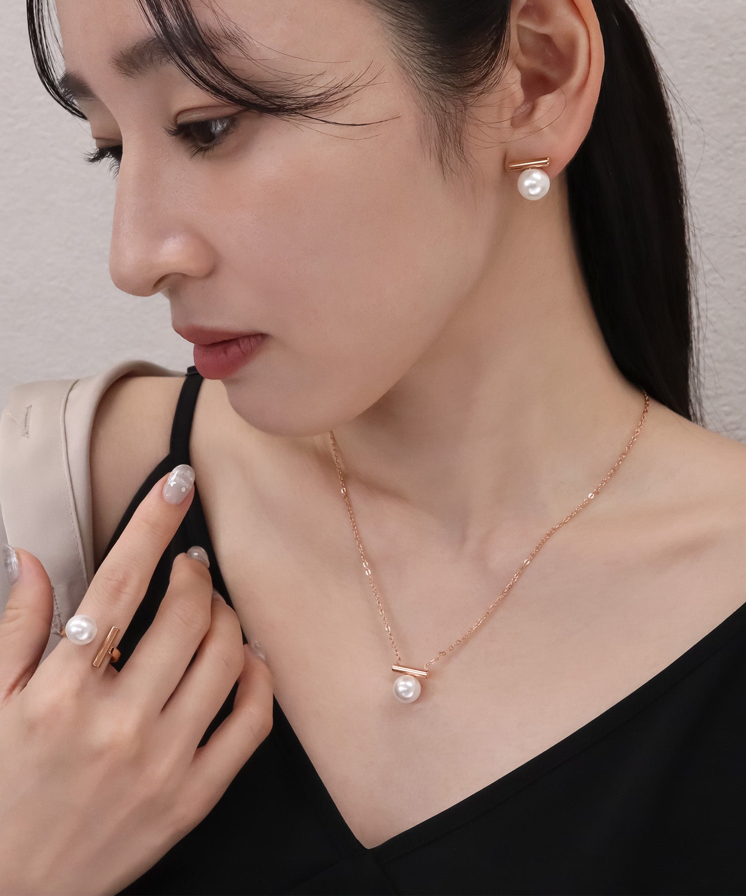 blackdia ocean メタルバー パール ネックレス (5color)