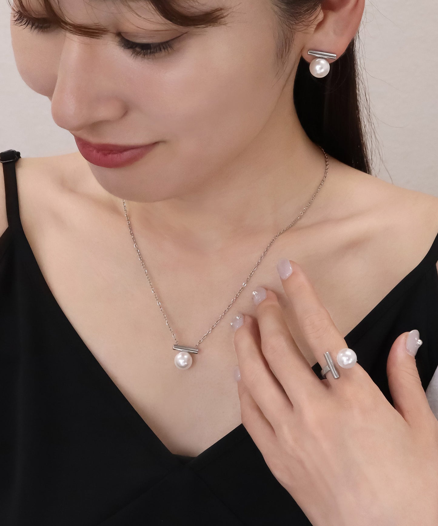 blackdia ocean メタルバー パール ネックレス (5color)