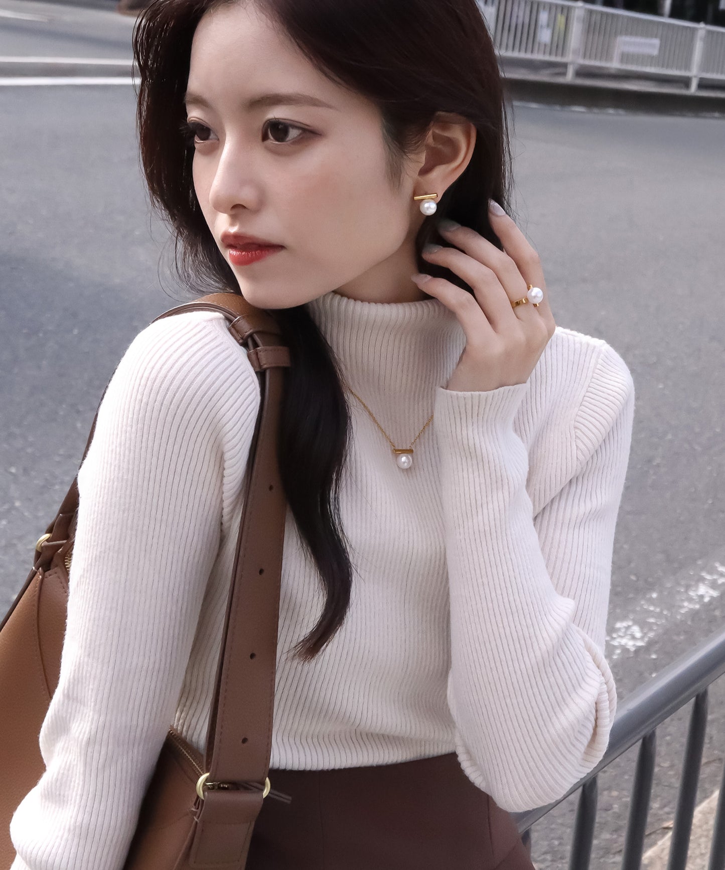 blackdia ocean メタルバー パール ネックレス (5color)