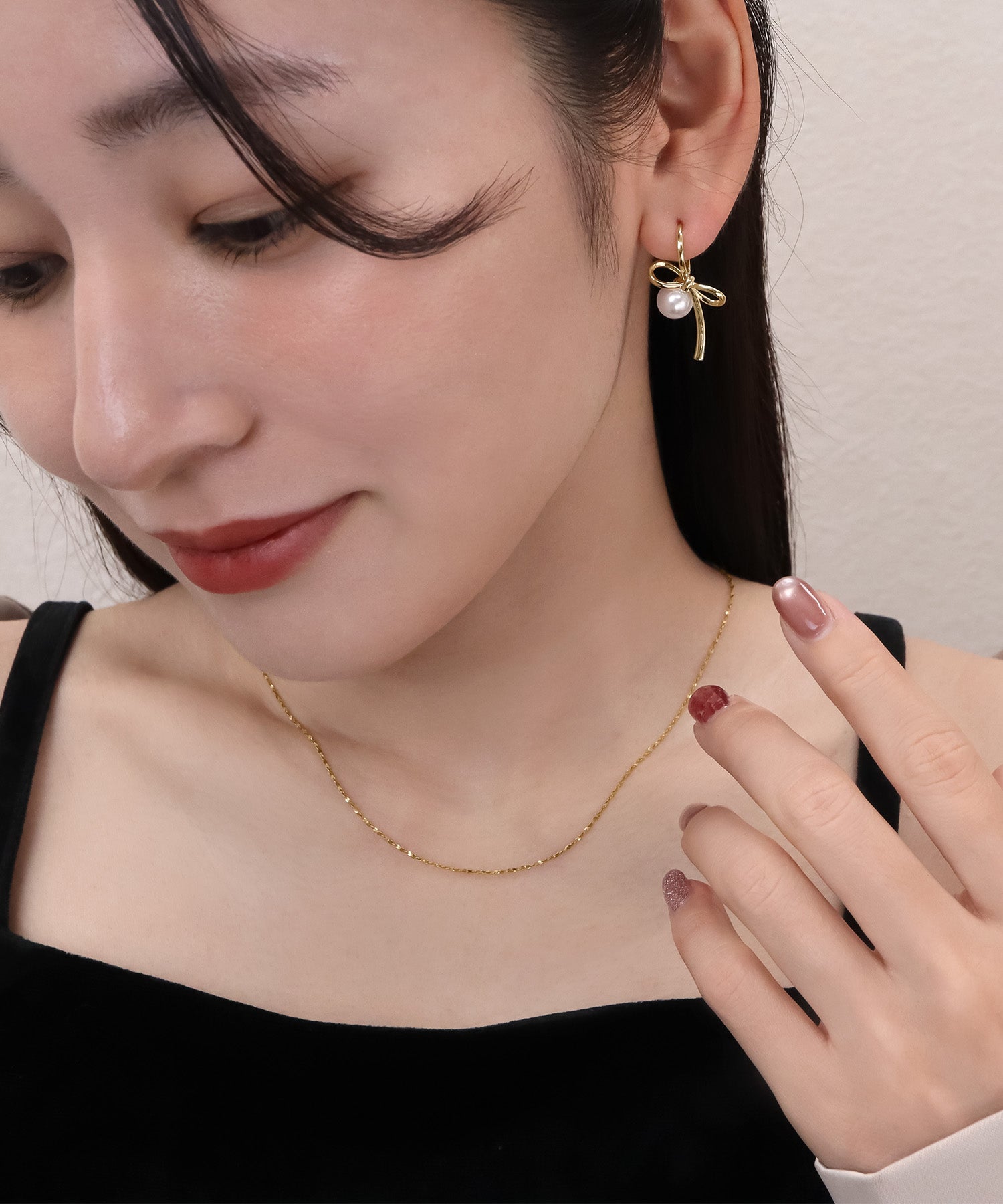 blackdia ocean ニュアンスリボン パールピアス