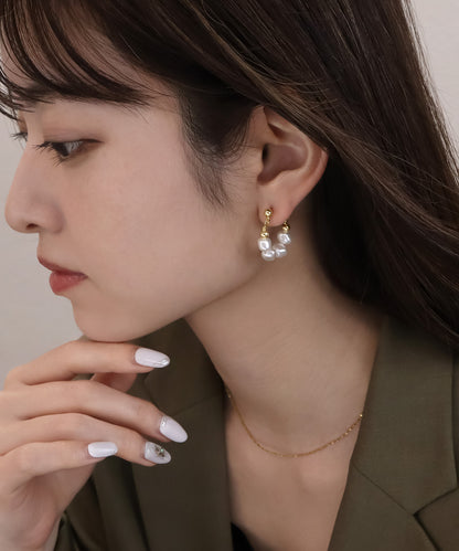 blackdia ocean バロックパール リングピアス