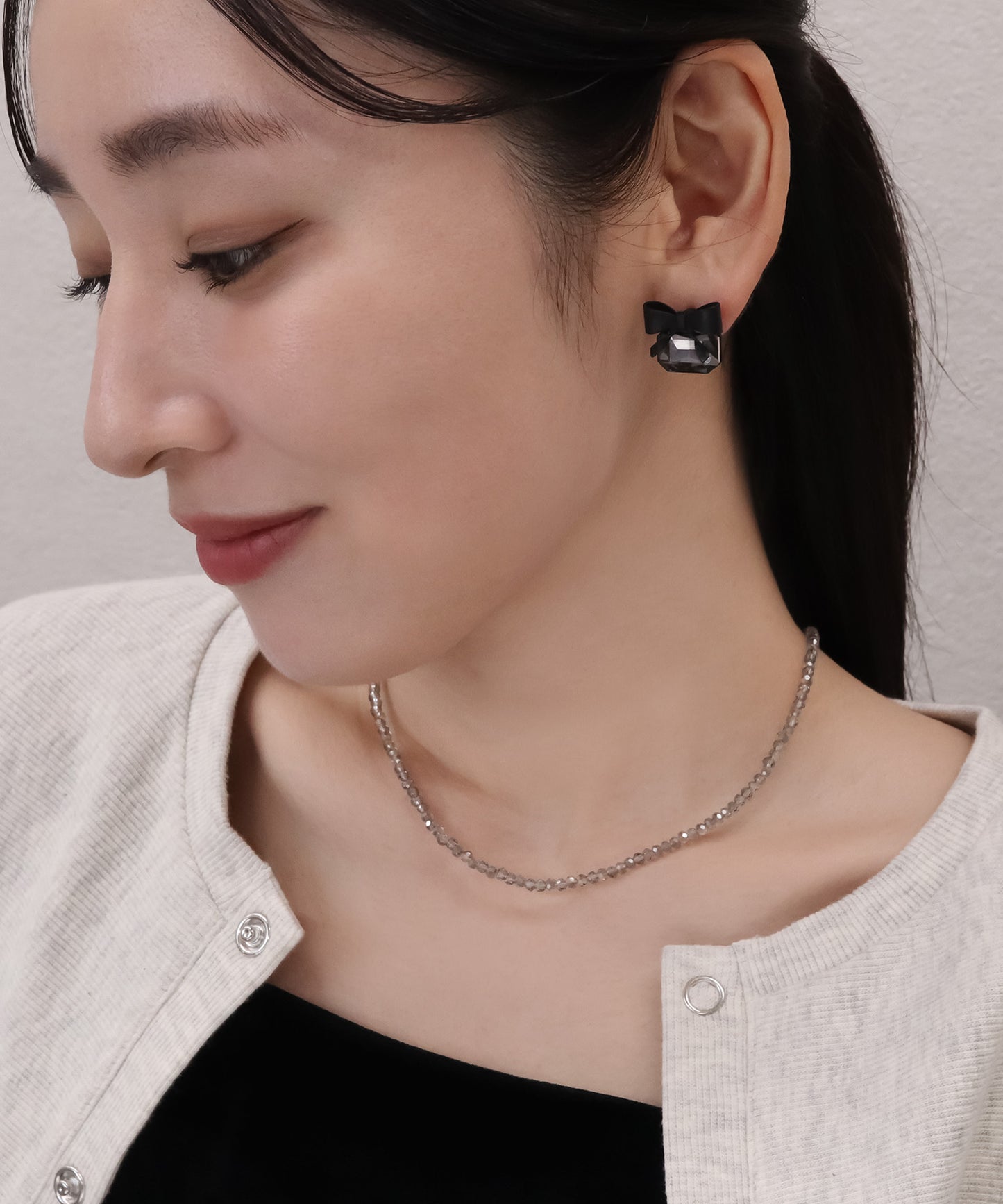 【今週末限定価格】blackdia ocean スクエアストーン リボンピアス/イヤリング