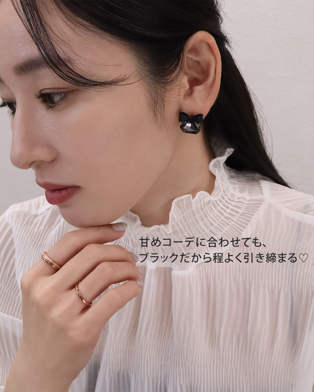 【今週末限定価格】blackdia ocean スクエアストーン リボンピアス/イヤリング