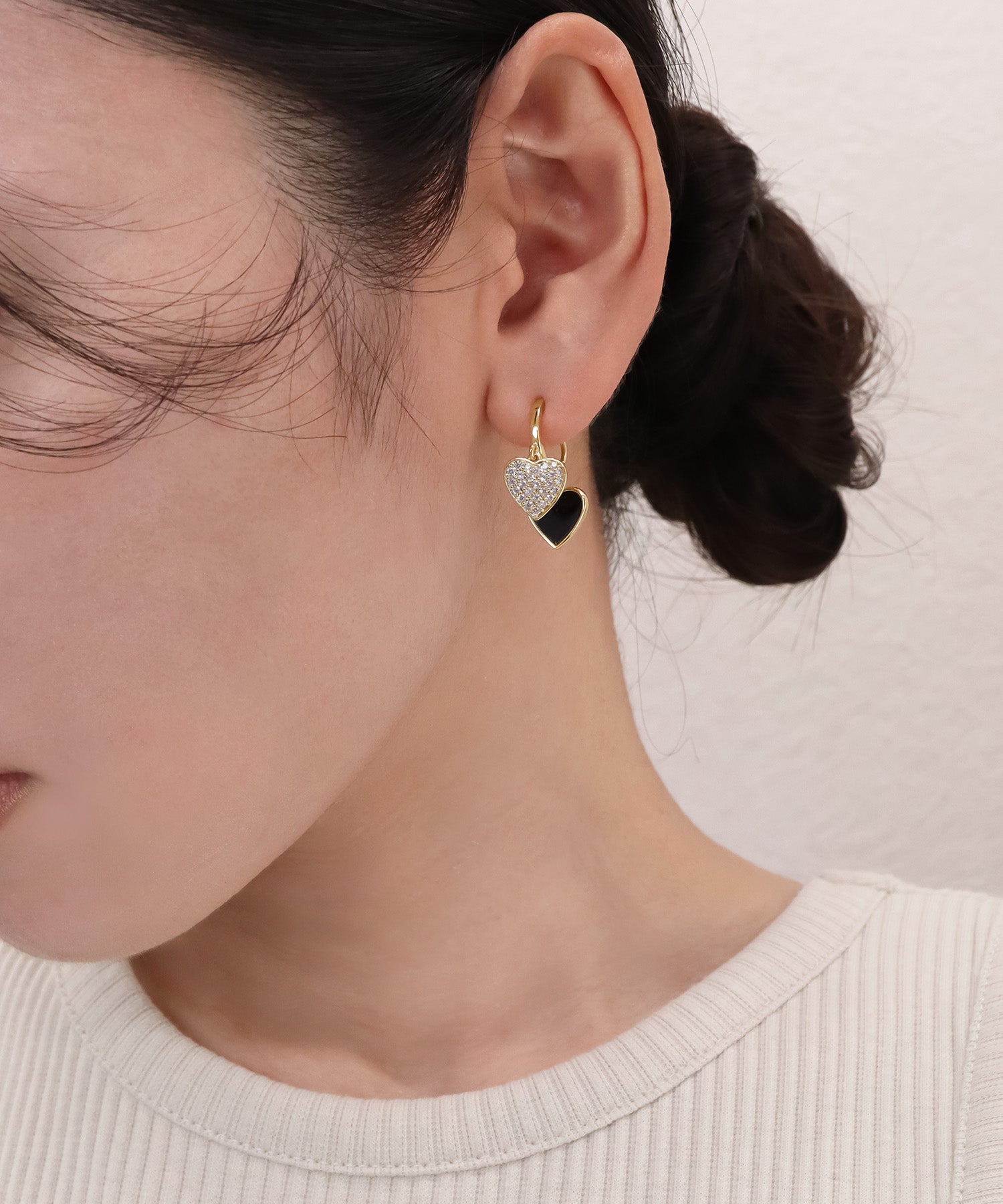 GW特別価格】blackdia ocean ダブルハート ジルコニアピアス/イヤリング