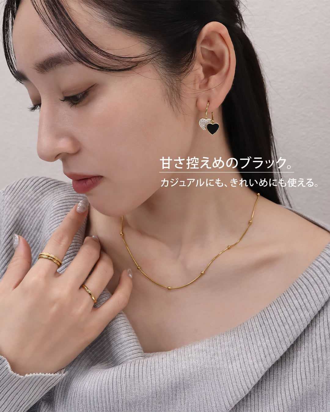 今週末限定価格】blackdia ocean ダブルハート ジルコニアピアス