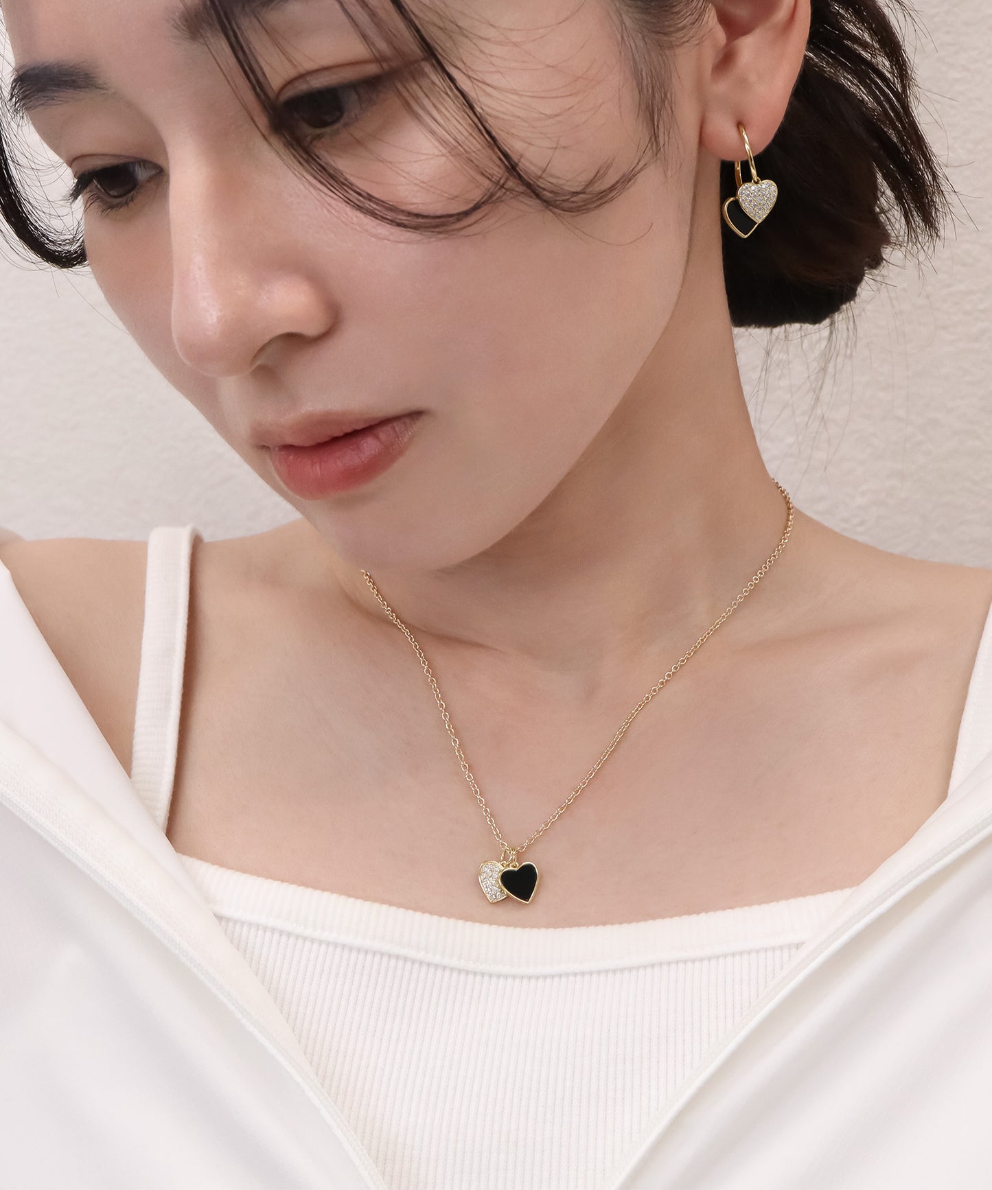 blackdia ocean ダブルハート ジルコニアネックレス