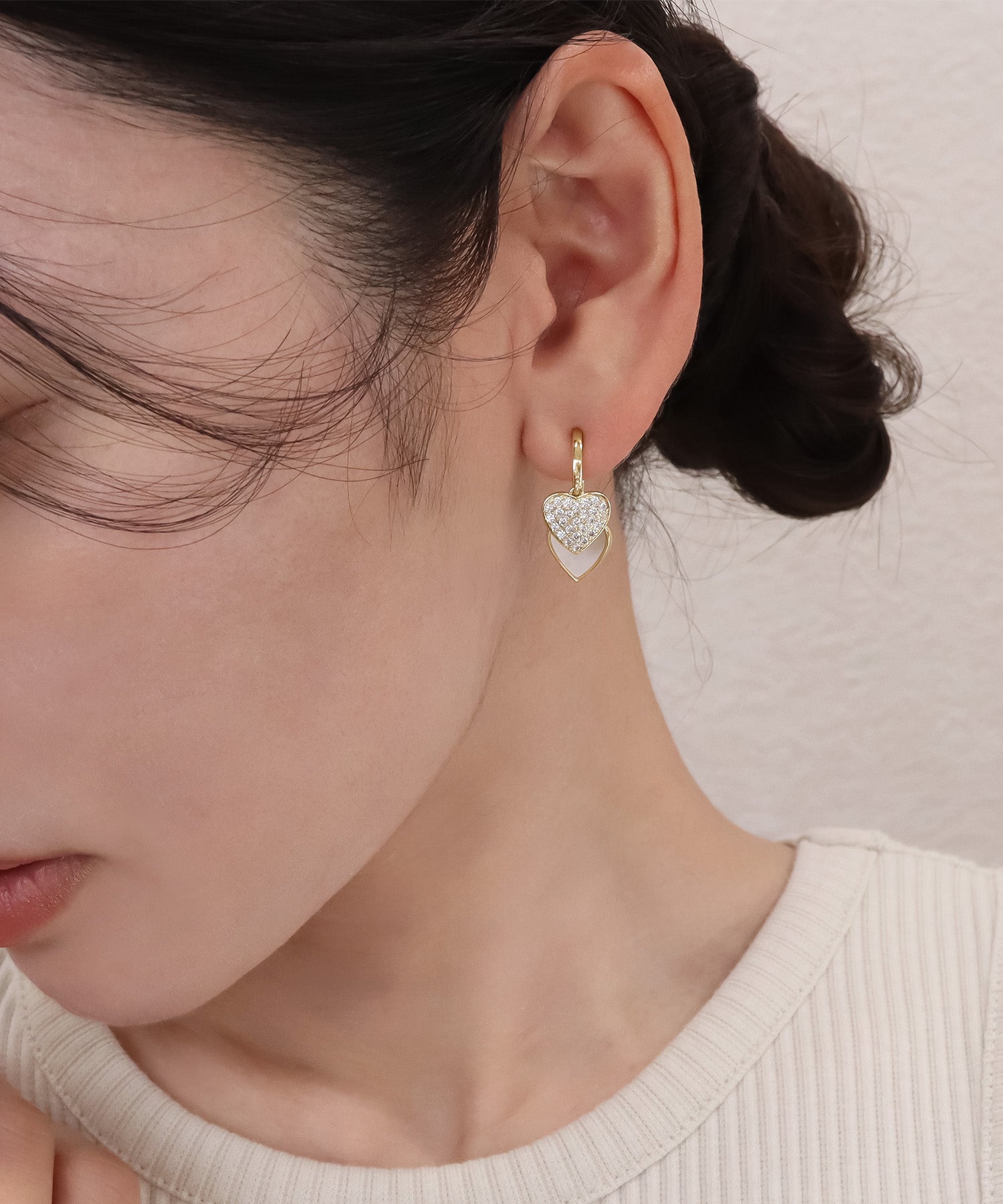 ピアス　No.5530 GW特別価格】blackdia ocean ダブルハート ジルコニアピアス/イヤリング